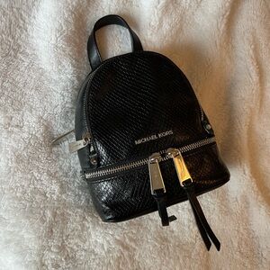 Michael Kors Black Snakeskin Mini Backpack